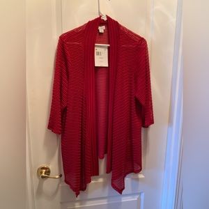 “Jaclyn Smith” 1X cranberry light weight cardigan NWT